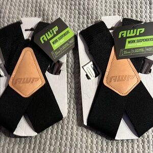 AWP Black Suspenders with Tan Leather Accents